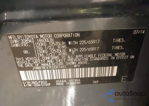 2014 Toyota Rav4 Le from USA, damaged, VIN JTMBFREV7ED087461